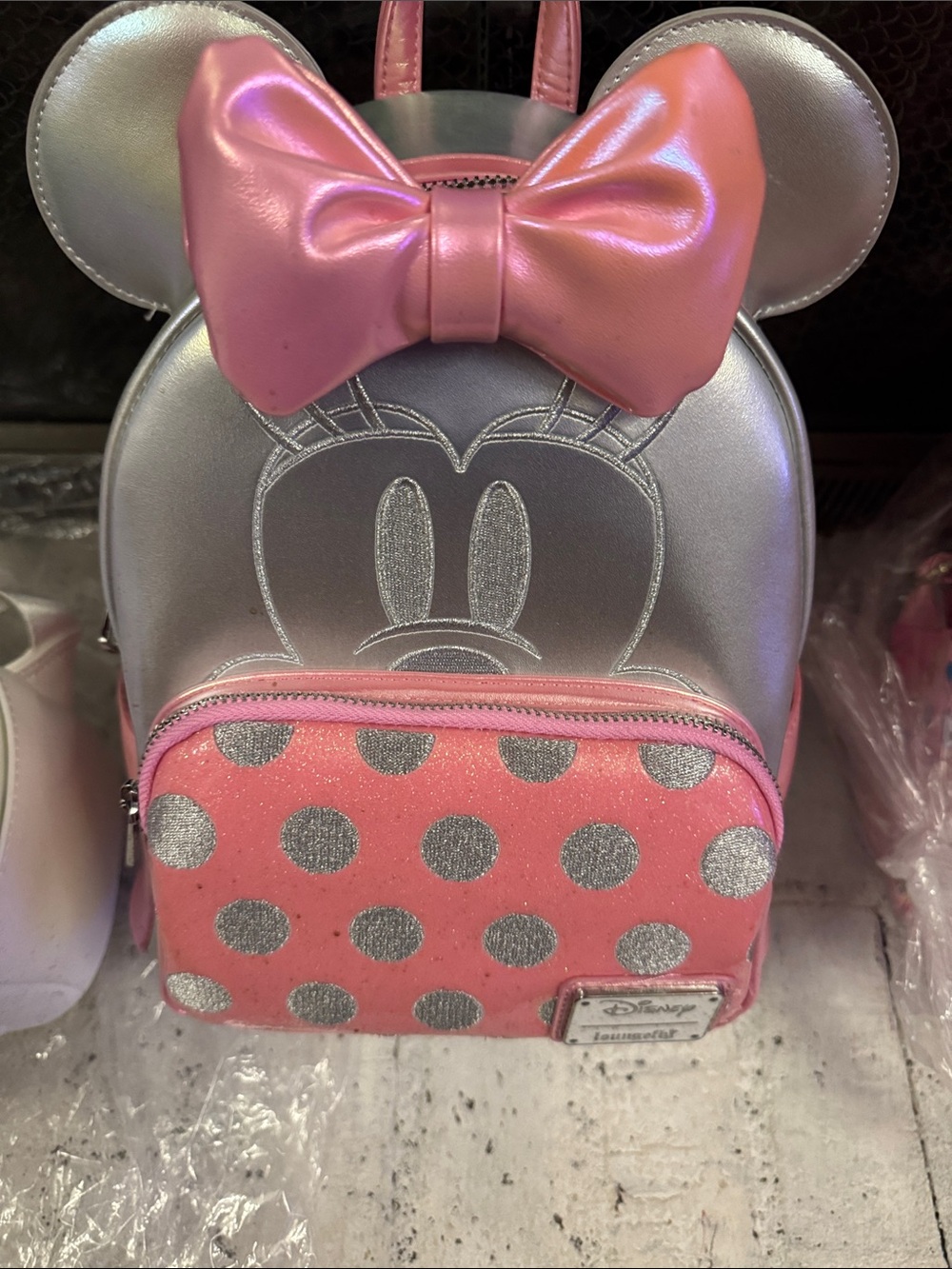 Disney Pink and Silver Minnie Mouse Mini Backpack